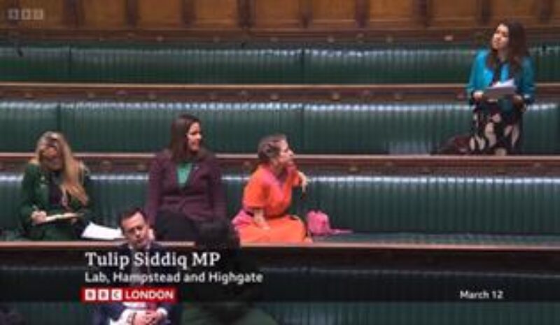 Tulip speaking in Parliament 